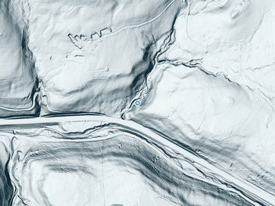 LiDAR terrain view around Winding Staircase Falls in Pennsylvania, about 166 feet of drop