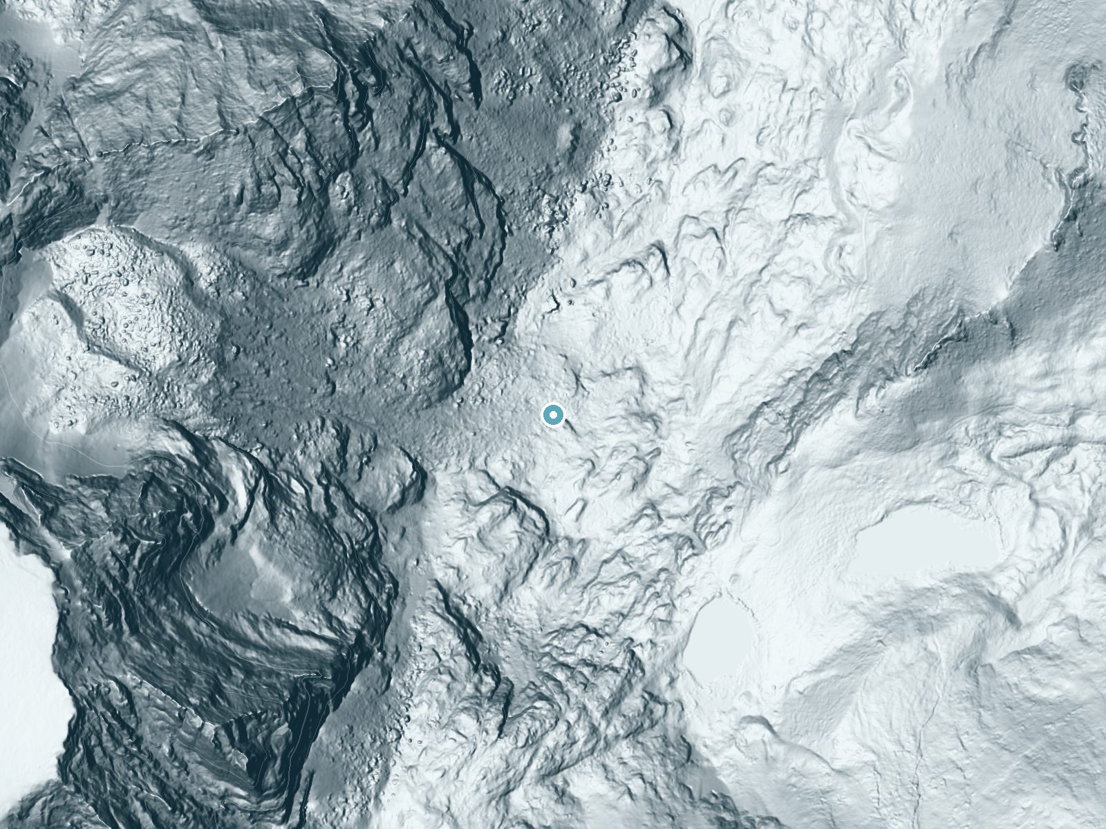 LiDAR bare-earth terrain around Grace Falls near Grand Lake, Colorado, showing about 113 feet of drop, a long cascade, facing northeast