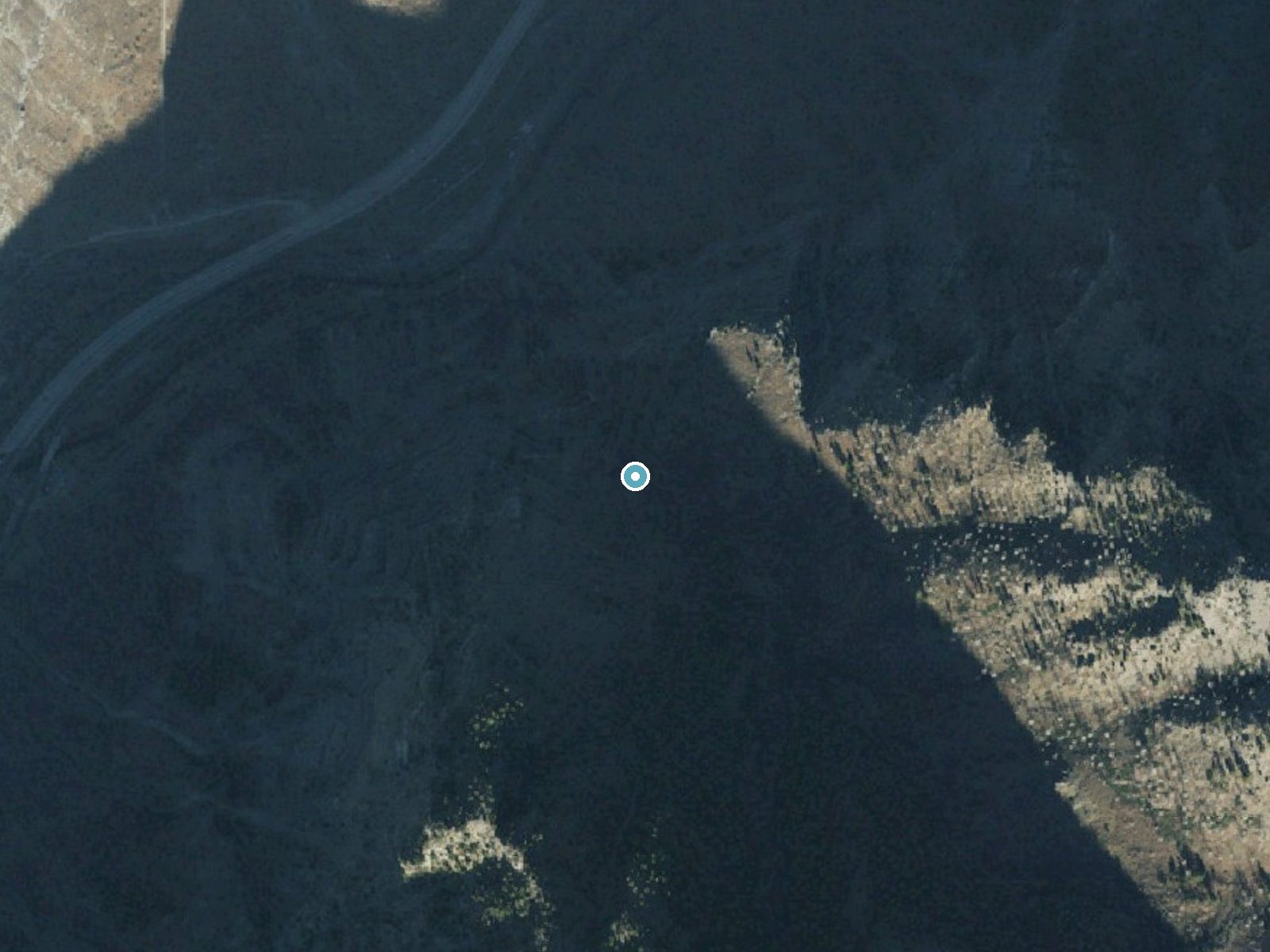Aerial photo of the same ground around Bridal Veil Falls near Sundance, Utah, for comparison with the lidar view