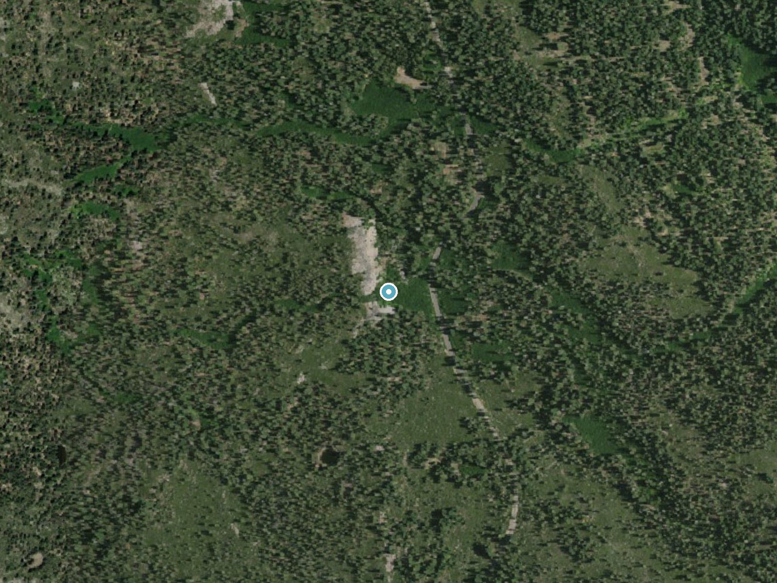 Aerial photo of the same ground around Bluff Falls near Mineral, California, for comparison with the lidar view