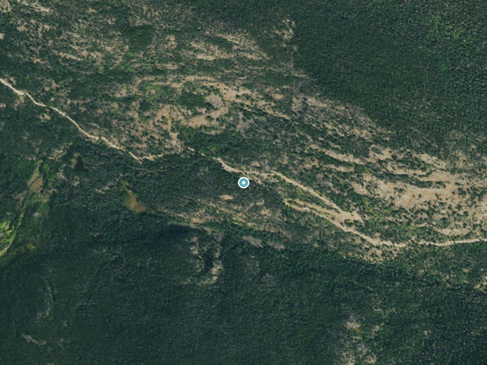 Aerial photo of the same ground around Chasm Falls near Estes Park, Colorado, for comparison with the lidar view