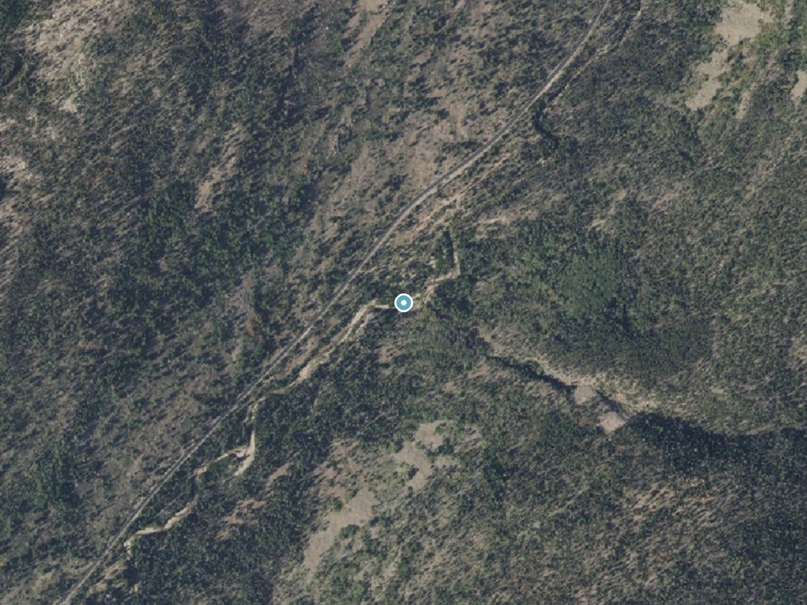 Aerial photo of the same ground around Smooth Rock Falls near Woodland, Utah, for comparison with the lidar view