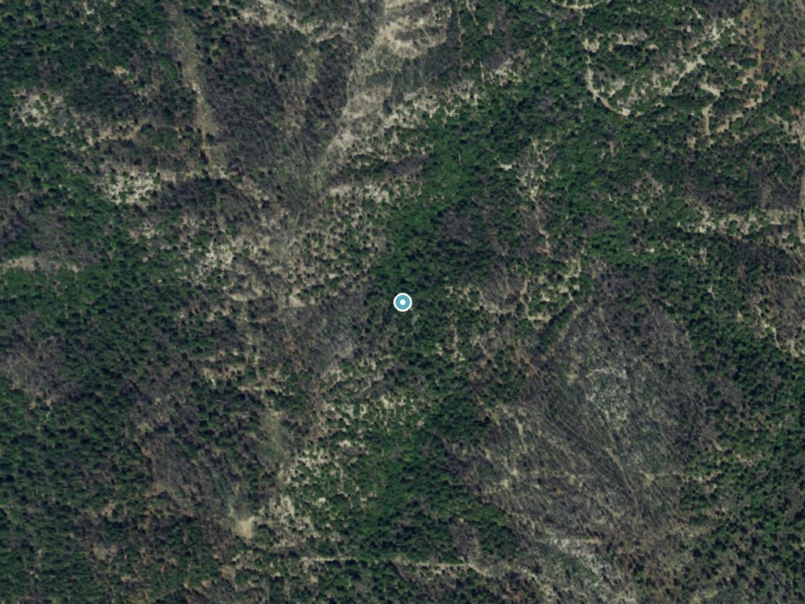 Aerial photo of the same ground around Whiskeytown Falls near French Gulch, California, for comparison with the lidar view