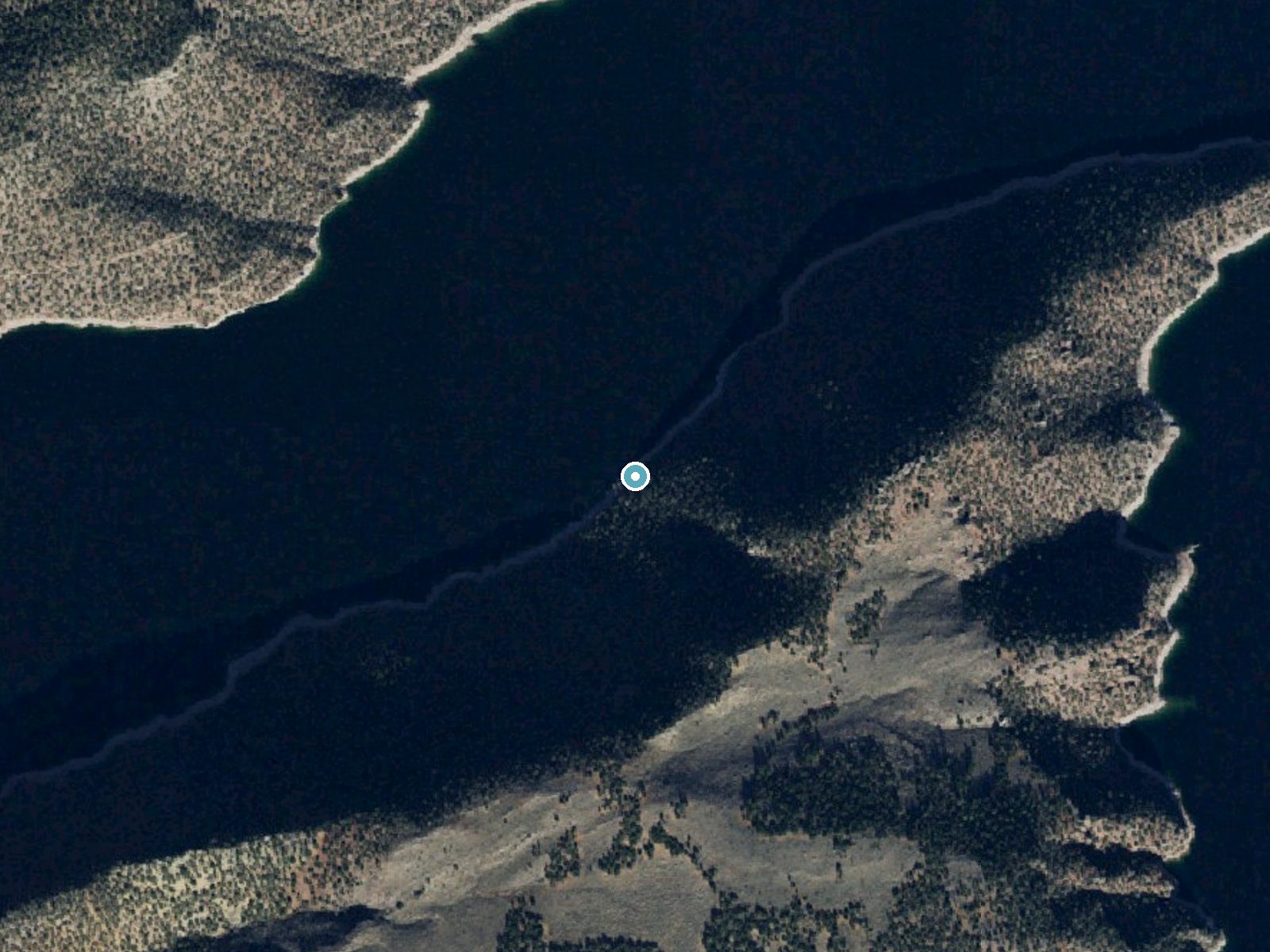 Aerial photo of the same ground around Ashley Falls near Flaming Gorge, Utah, for comparison with the lidar view
