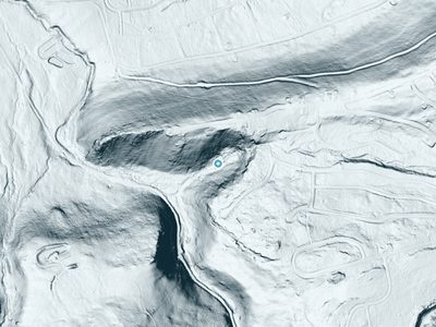 LiDAR terrain view around Tomhicken Falls in Pennsylvania, about 155 feet of drop