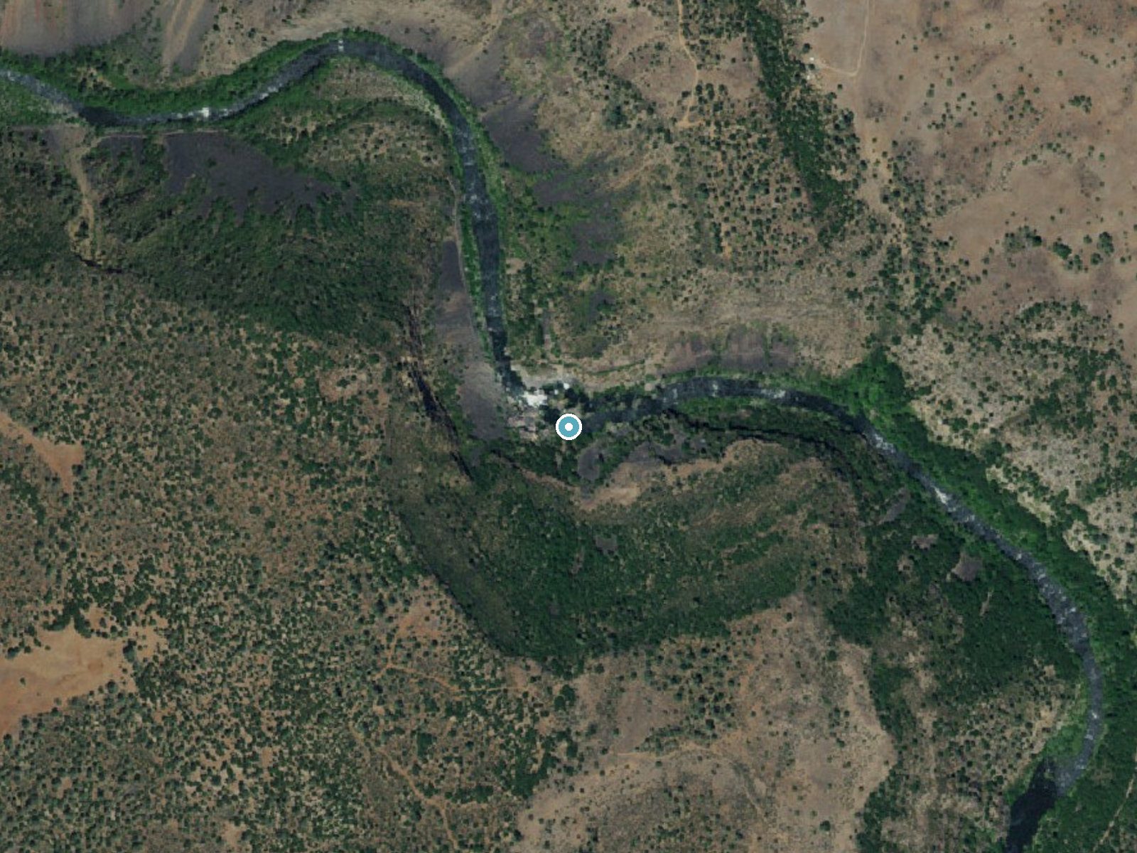 Aerial photo of the same ground around Pit River Falls near Fall River Mills, California, for comparison with the lidar view