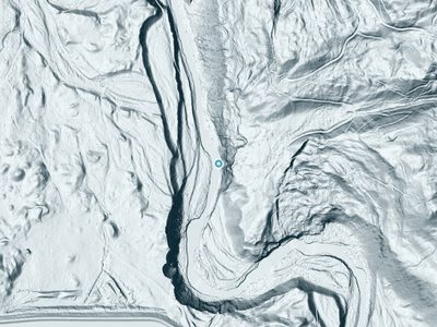 LiDAR terrain view around Kinner Falls in California, about 201 feet of drop
