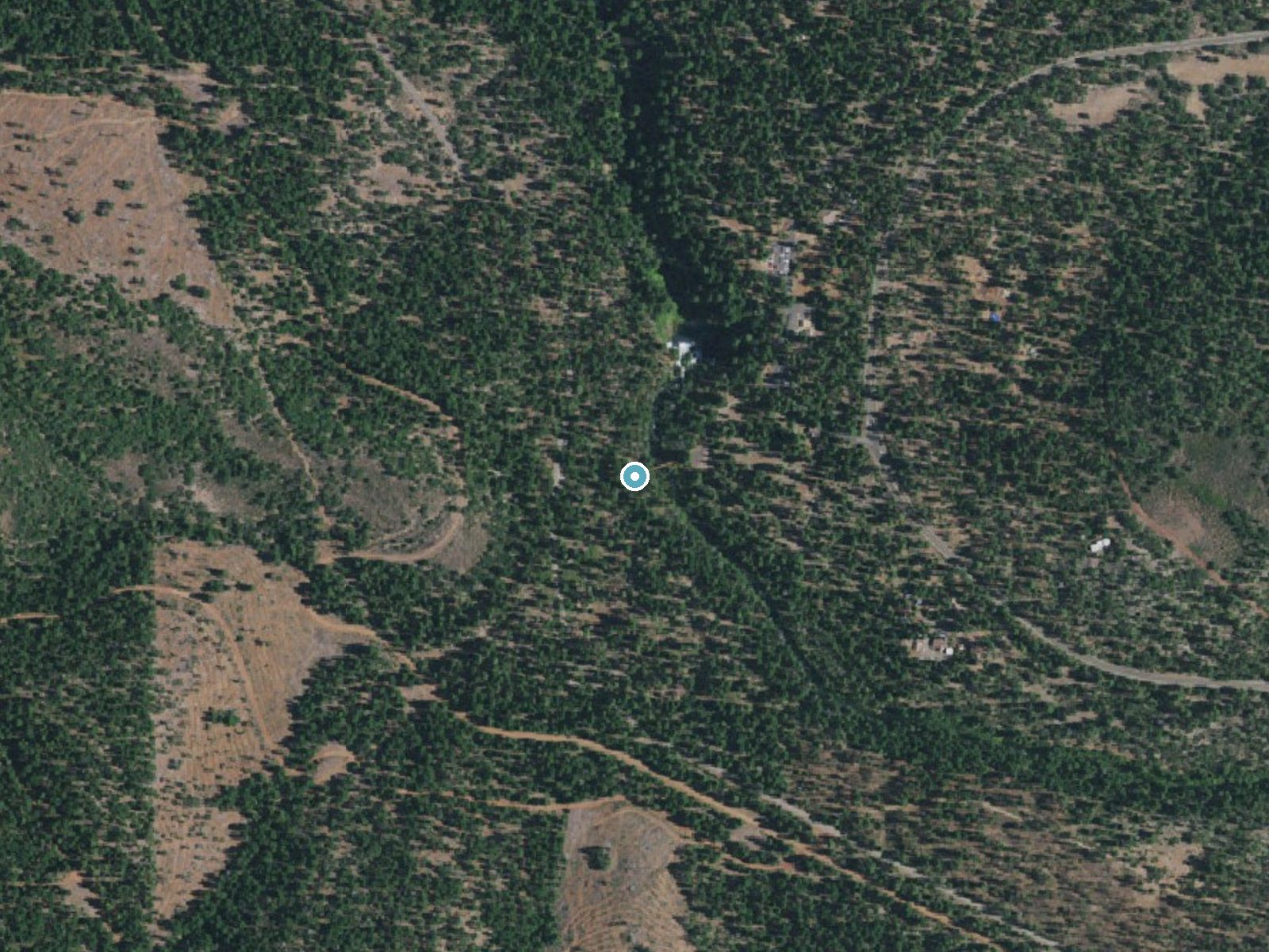 Aerial photo of the same ground around Burney Falls near Johnson Park, California, for comparison with the lidar view