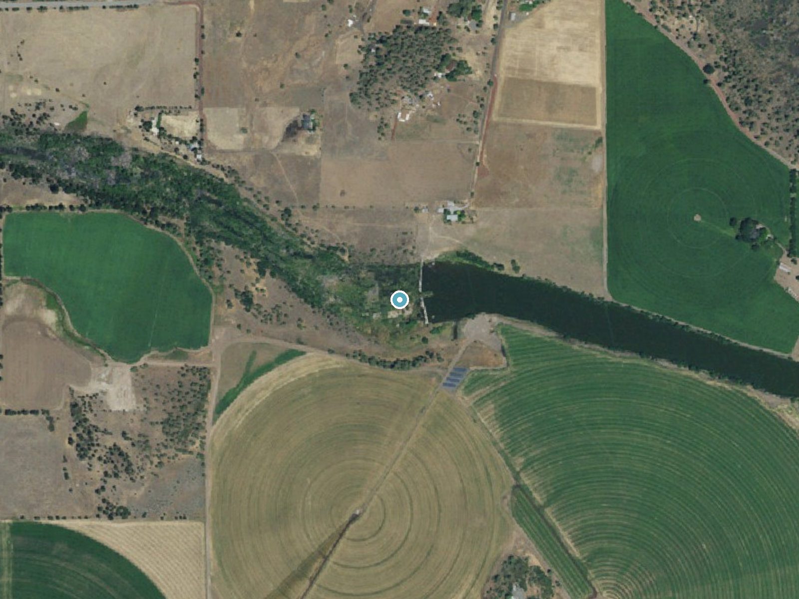 Aerial photo of the same ground around Young Falls near McArthur, California, for comparison with the lidar view