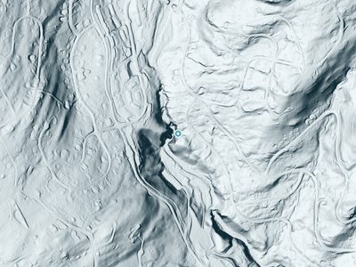 LiDAR terrain view around Winona Falls in Pennsylvania, about 118 feet of drop