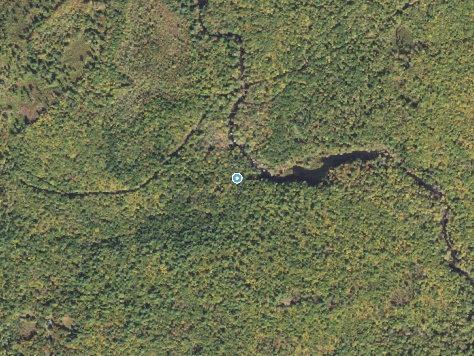 Aerial photo of the same ground around Snow Hill Falls near Saw Creek, Pennsylvania, for comparison with the lidar view
