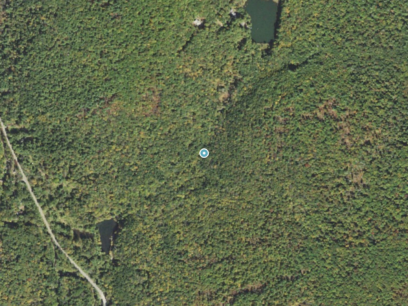 Aerial photo of the same ground around Spruce Cabin Falls near Mountainhome, Pennsylvania, for comparison with the lidar view