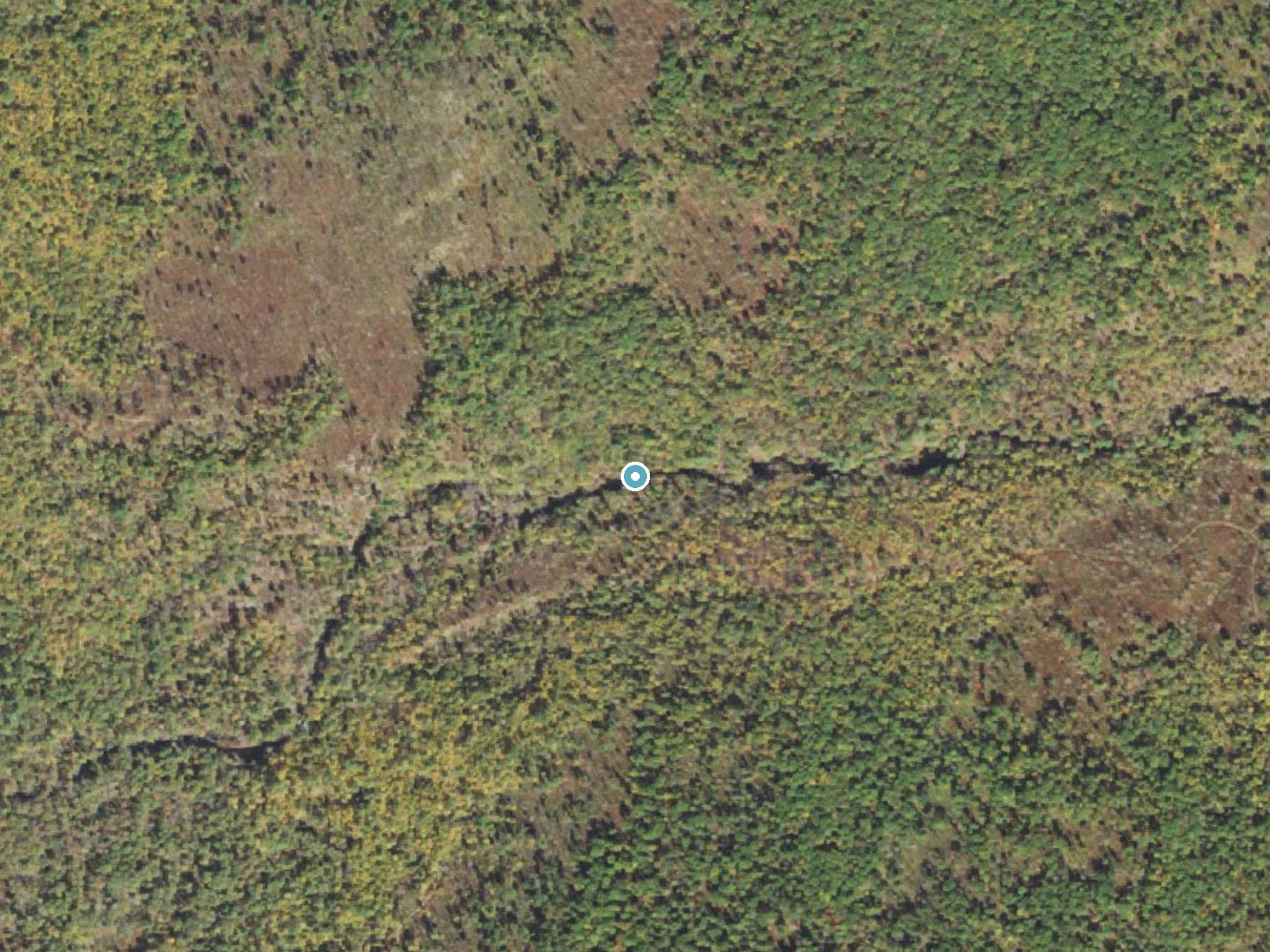 Aerial photo of the same ground around High Falls near Mountainhome, Pennsylvania, for comparison with the lidar view