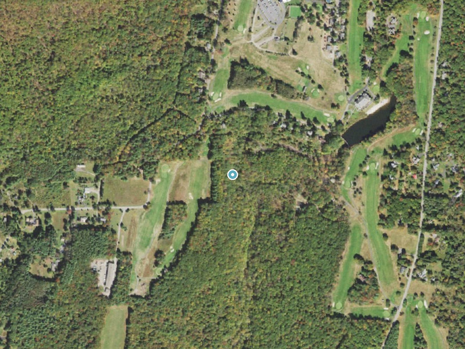 Aerial photo of the same ground around Leavitt Falls near Mountainhome, Pennsylvania, for comparison with the lidar view