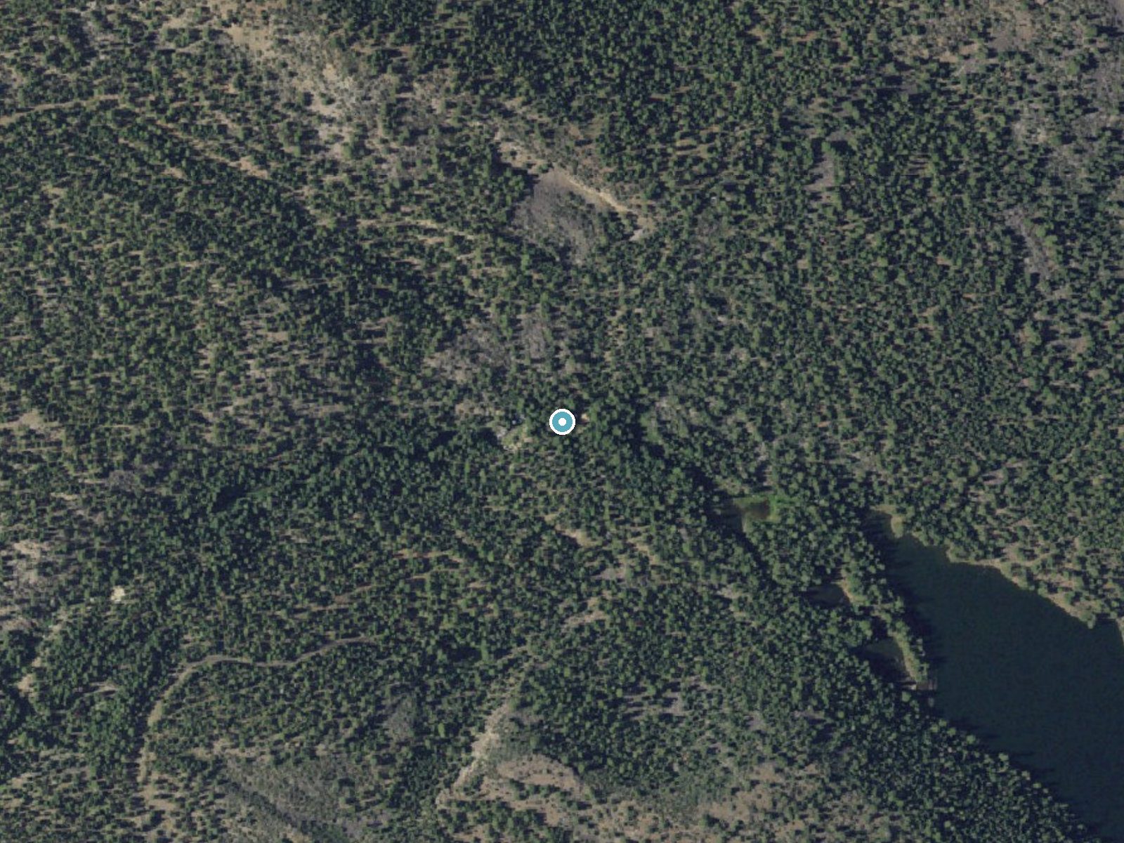 Aerial photo of the same ground around Mill Creek Falls near Eagleville, California, for comparison with the lidar view