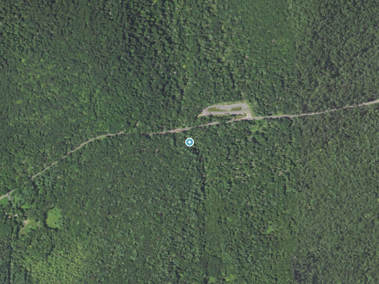 Aerial photo of the same ground around Kitchen Creek Falls near Jamison City, Pennsylvania, for comparison with the lidar view
