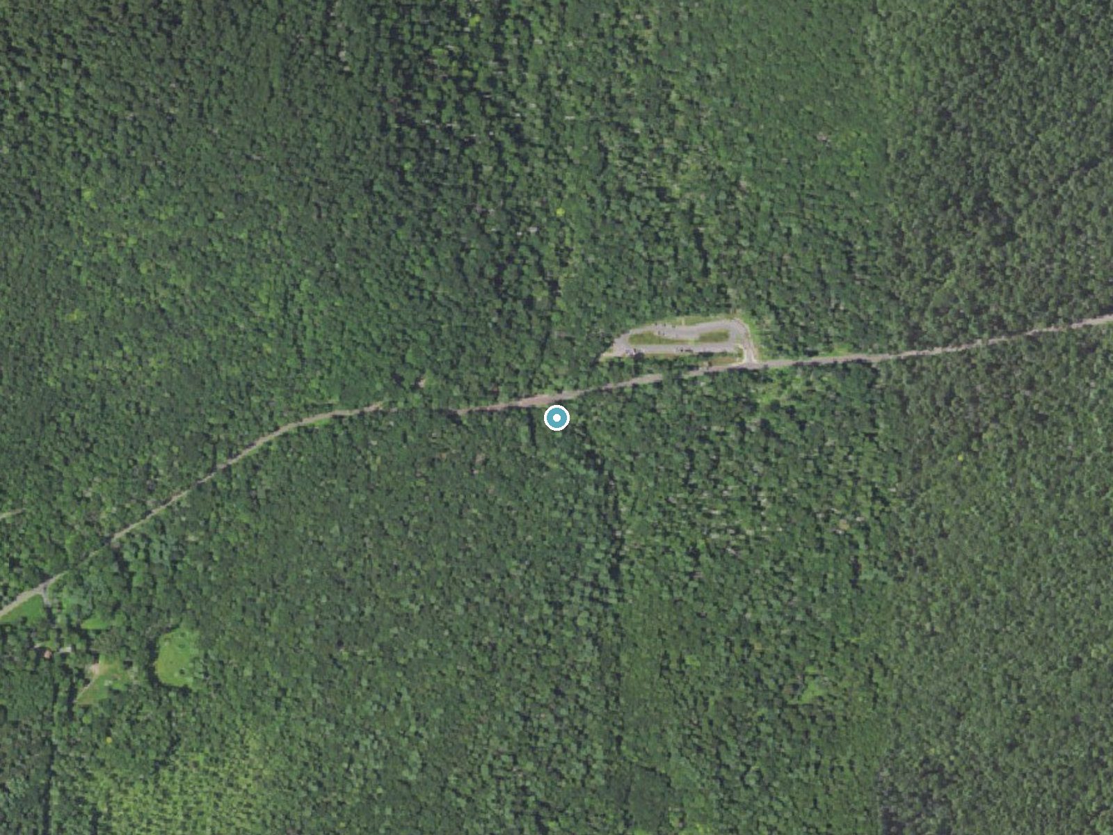 Aerial photo of the same ground around Adams Falls near Jamison City, Pennsylvania, for comparison with the lidar view