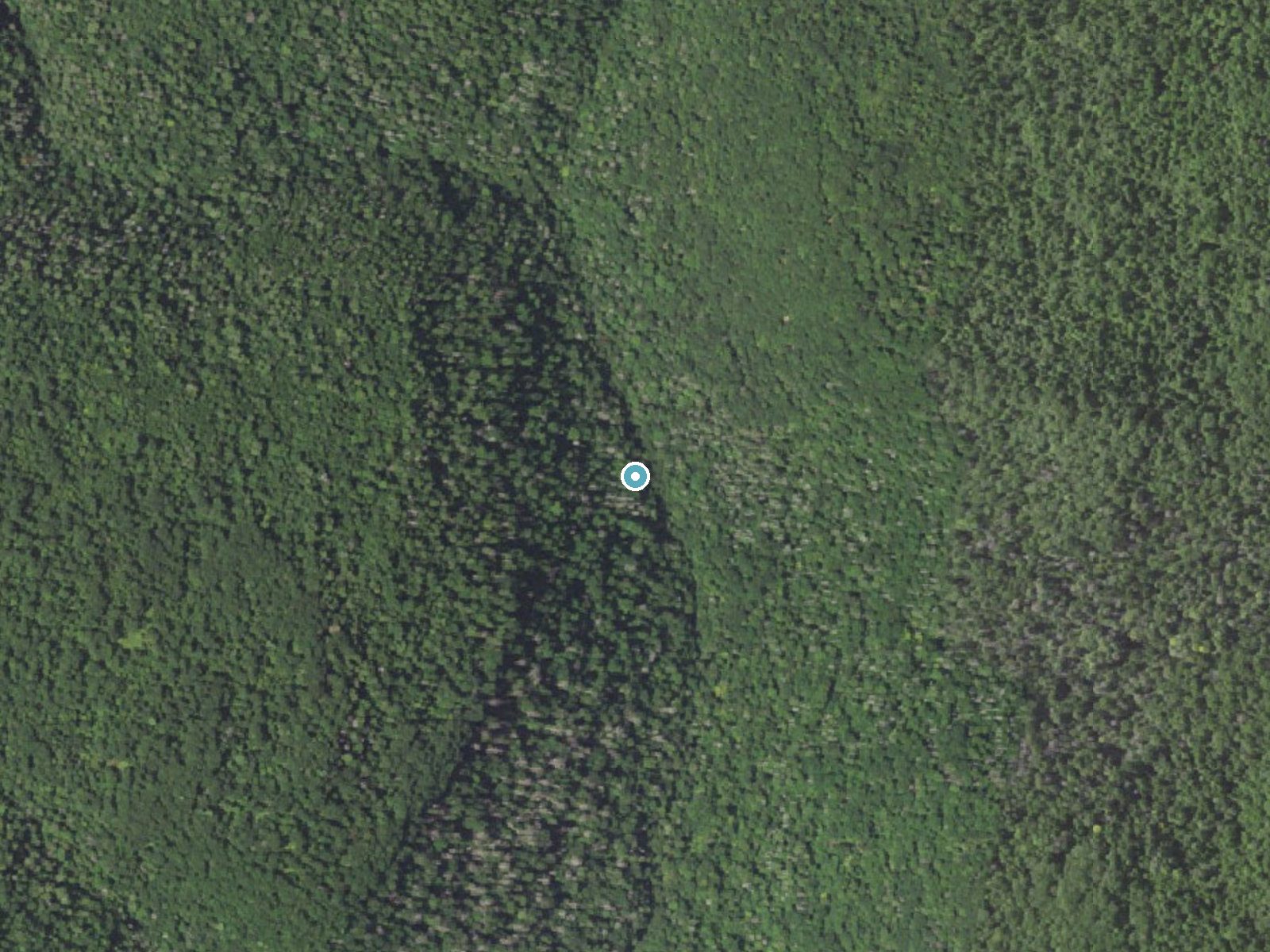 Aerial photo of the same ground around Murray Reynolds Falls near Jamison City, Pennsylvania, for comparison with the lidar view