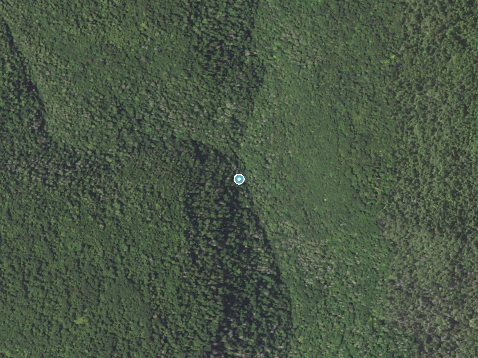 Aerial photo of the same ground around Harrison Wright Falls near Jamison City, Pennsylvania, for comparison with the lidar view