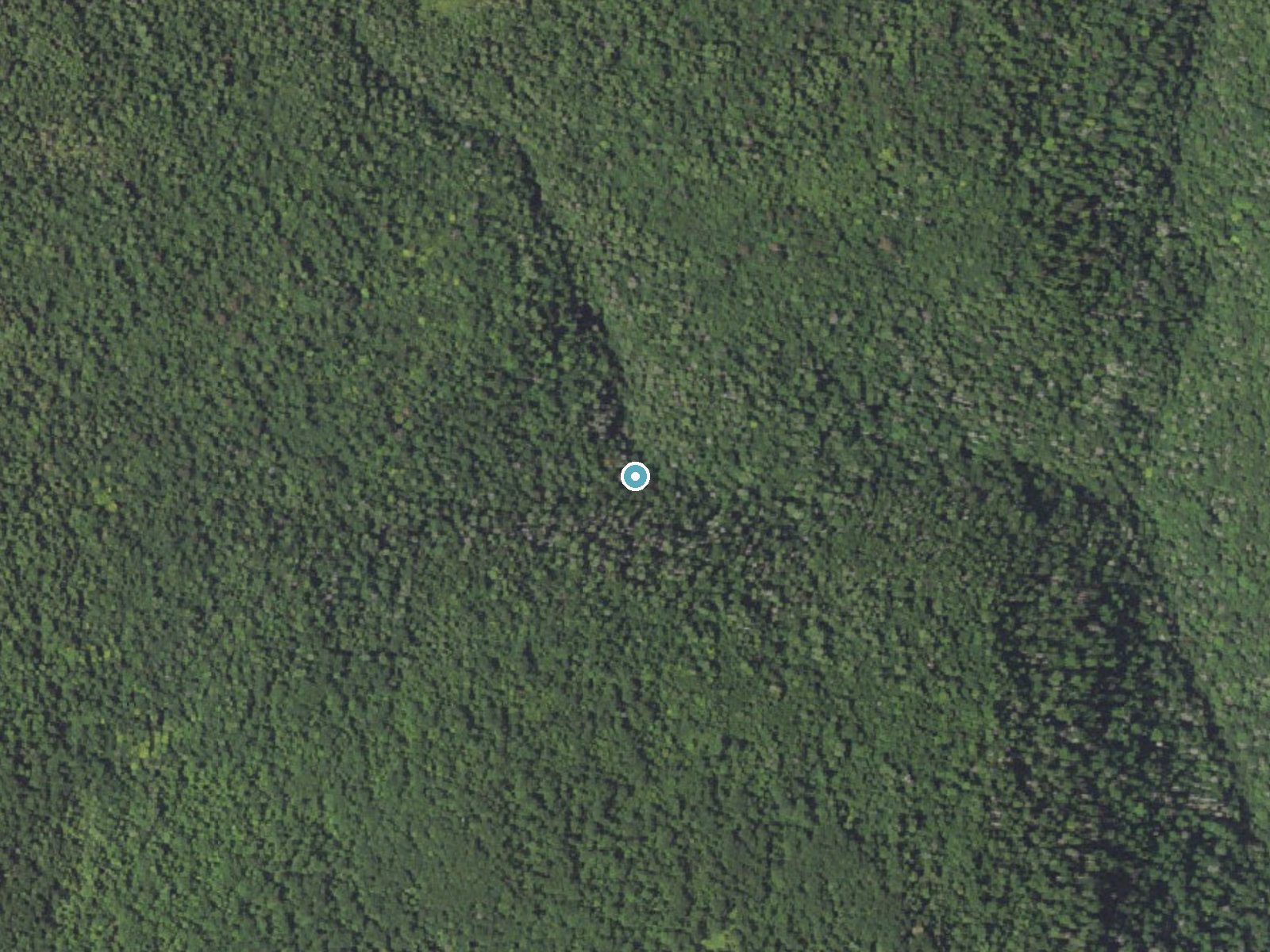 Aerial photo of the same ground around Mohican Falls near Jamison City, Pennsylvania, for comparison with the lidar view