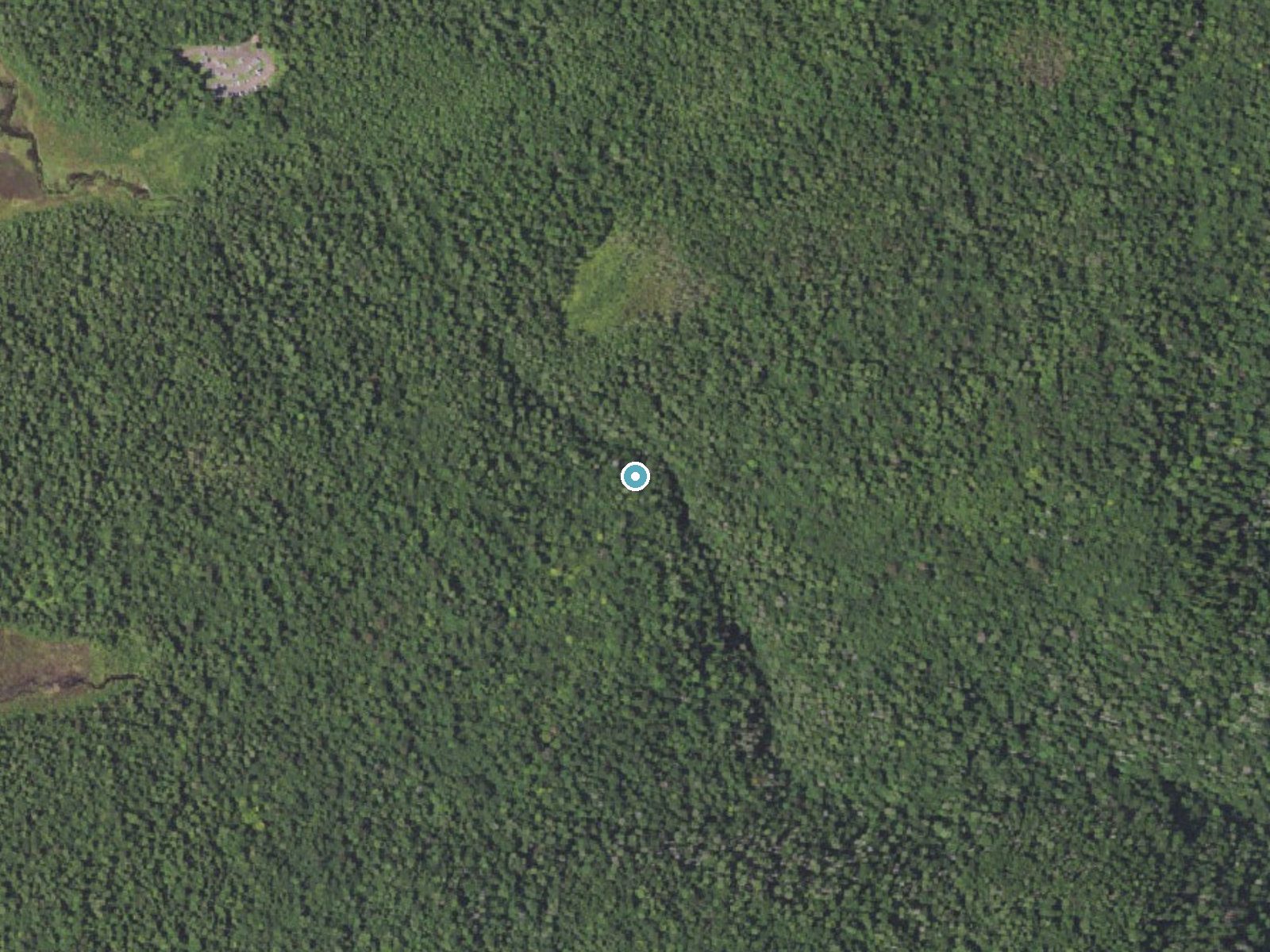 Aerial photo of the same ground around Cayuga Falls near Jamison City, Pennsylvania, for comparison with the lidar view