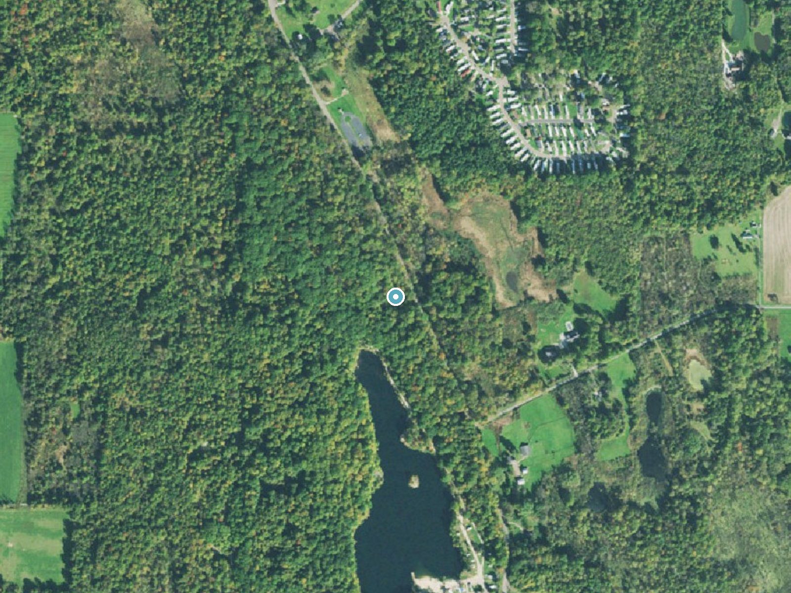 Aerial photo of the same ground around Minnehaha Falls near Parkman, Ohio, for comparison with the lidar view