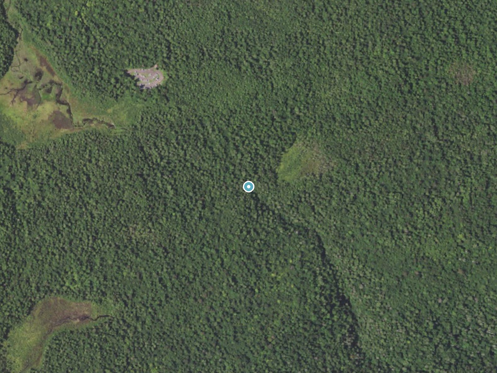 Aerial photo of the same ground around Oneida Falls near Jamison City, Pennsylvania, for comparison with the lidar view