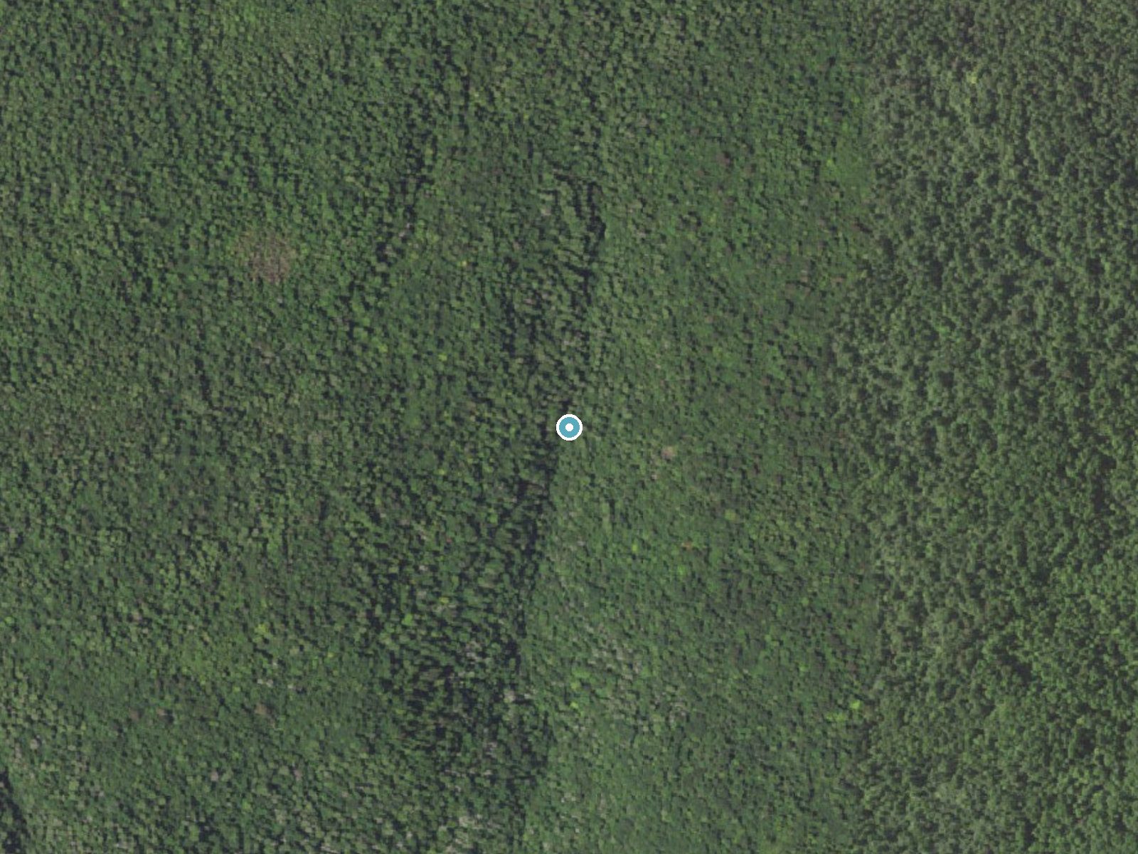 Aerial photo of the same ground around Shawnee Falls near Jamison City, Pennsylvania, for comparison with the lidar view