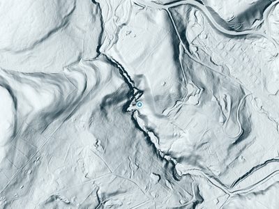LiDAR terrain view around Pinchot Falls in Pennsylvania, about 183 feet of drop