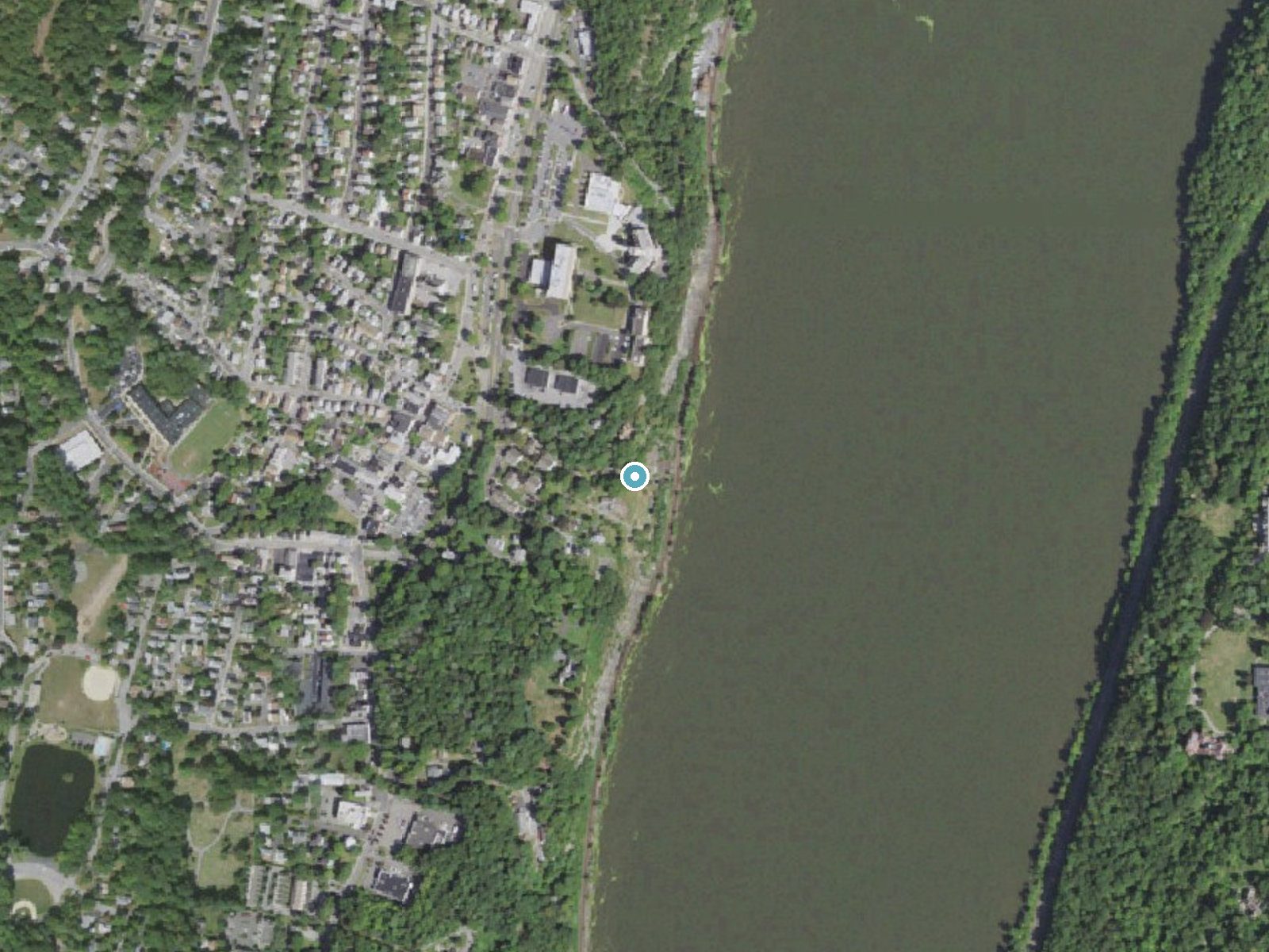 Aerial photo of the same ground around Buttermilk Falls near Highland Falls, New York, for comparison with the lidar view