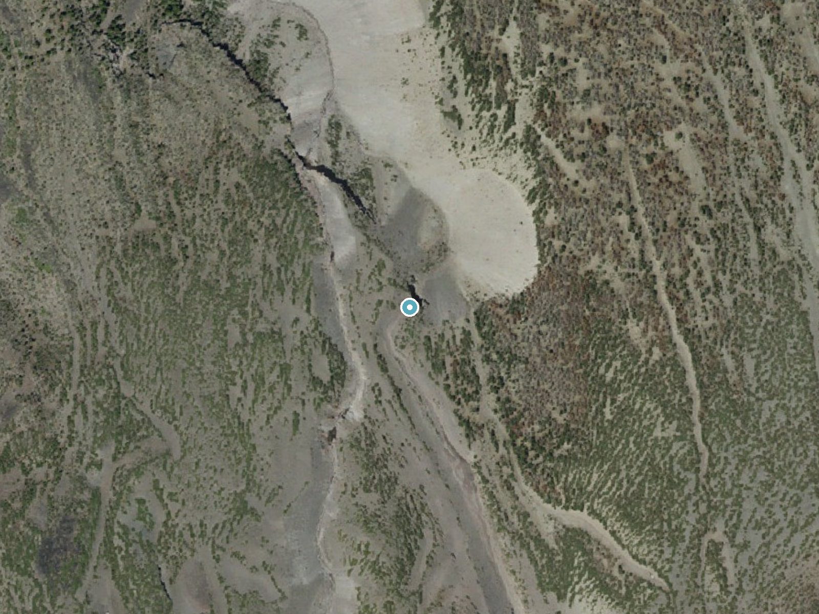 Aerial photo of the same ground around Coquette Falls near Carrick, California, for comparison with the lidar view