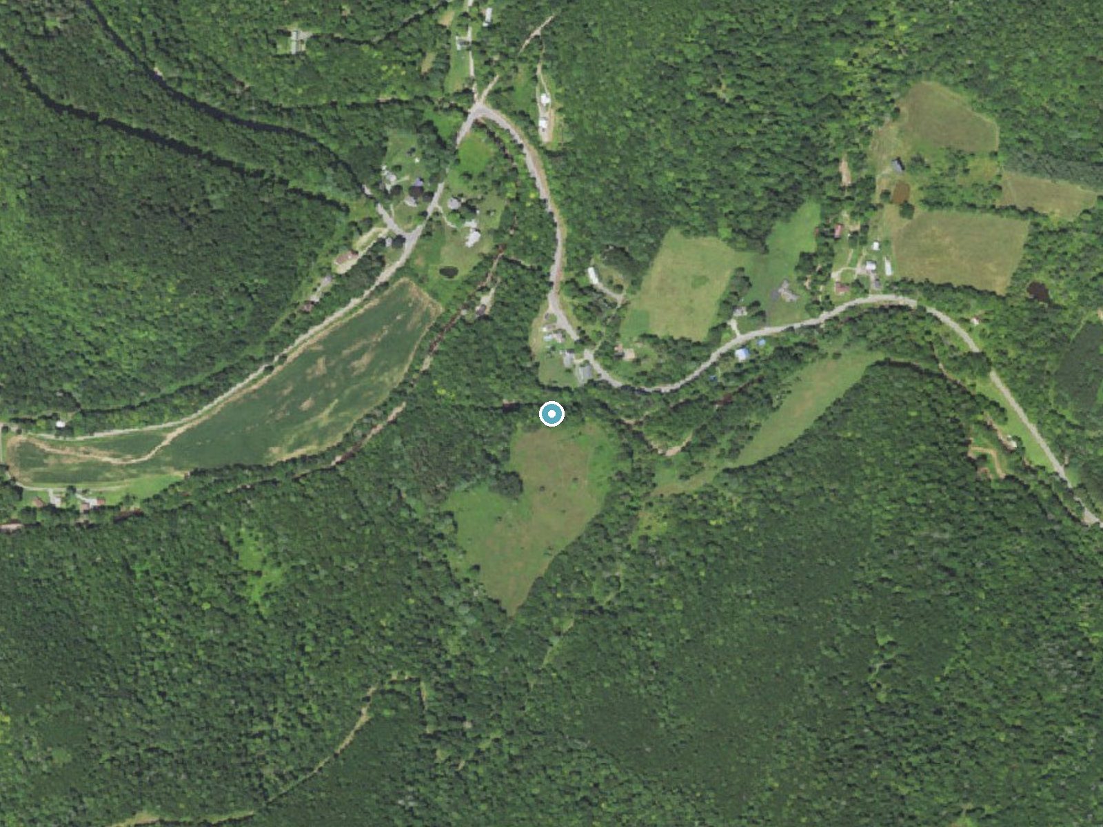Aerial photo of the same ground around Lincoln Falls near Forksville, Pennsylvania, for comparison with the lidar view