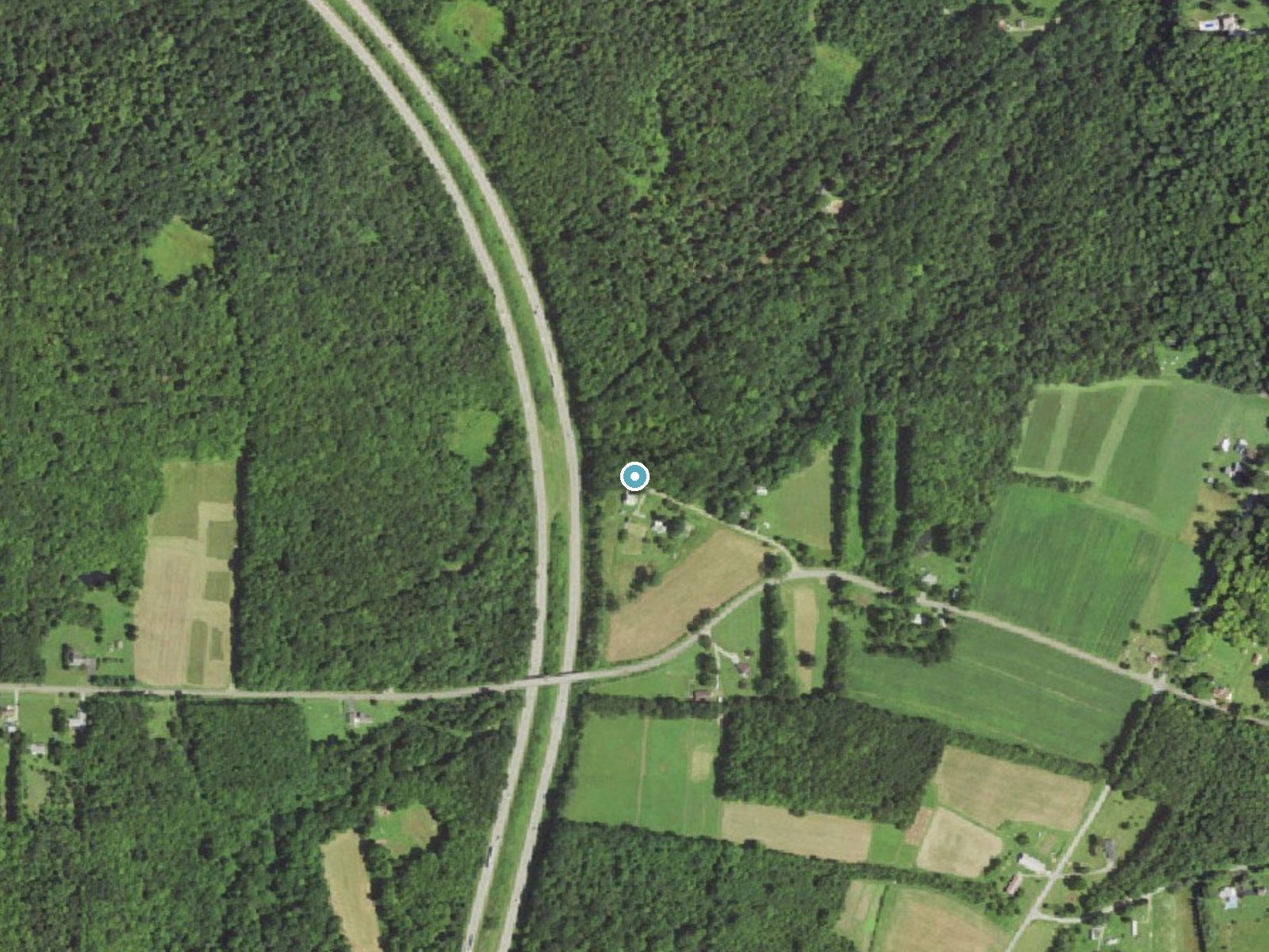 Aerial photo of the same ground around Rock Creek Falls near Geneva, Pennsylvania, for comparison with the lidar view