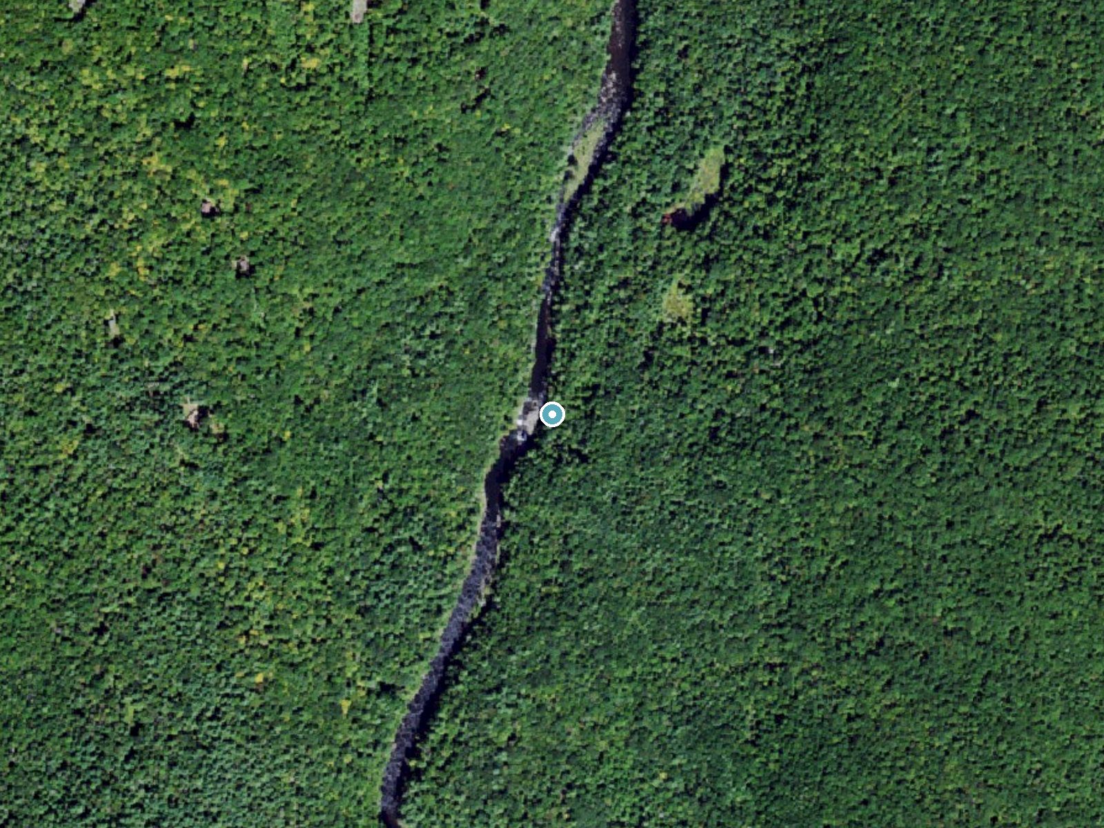 Aerial photo of the same ground around High Falls near Bridgeville, New York, for comparison with the lidar view