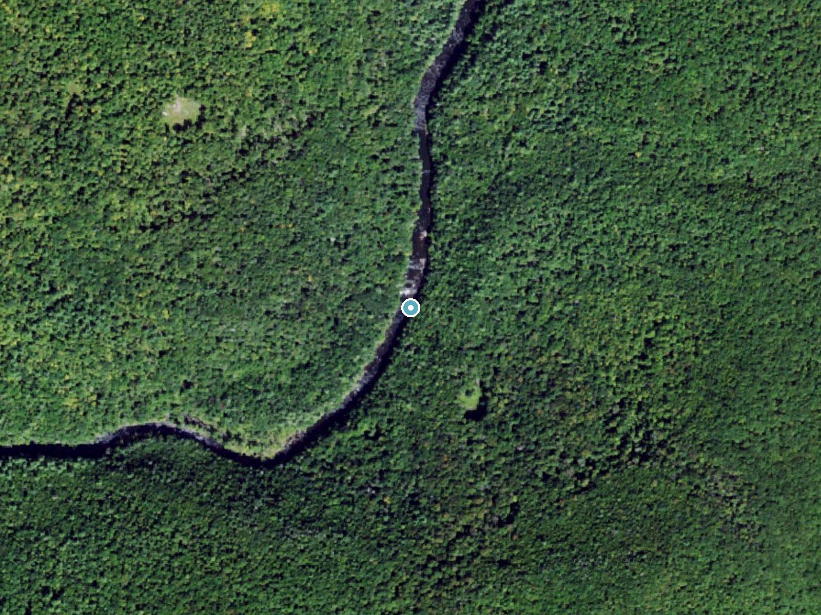 Aerial photo of the same ground around Denton Falls near Bridgeville, New York, for comparison with the lidar view