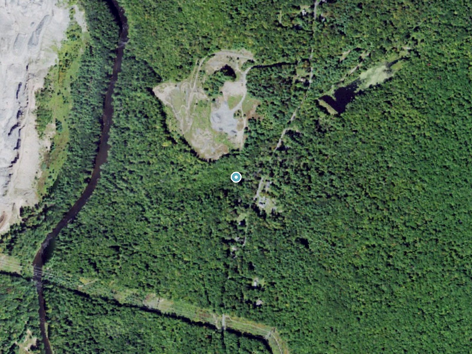 Aerial photo of the same ground around Katrina Falls near Bridgeville, New York, for comparison with the lidar view