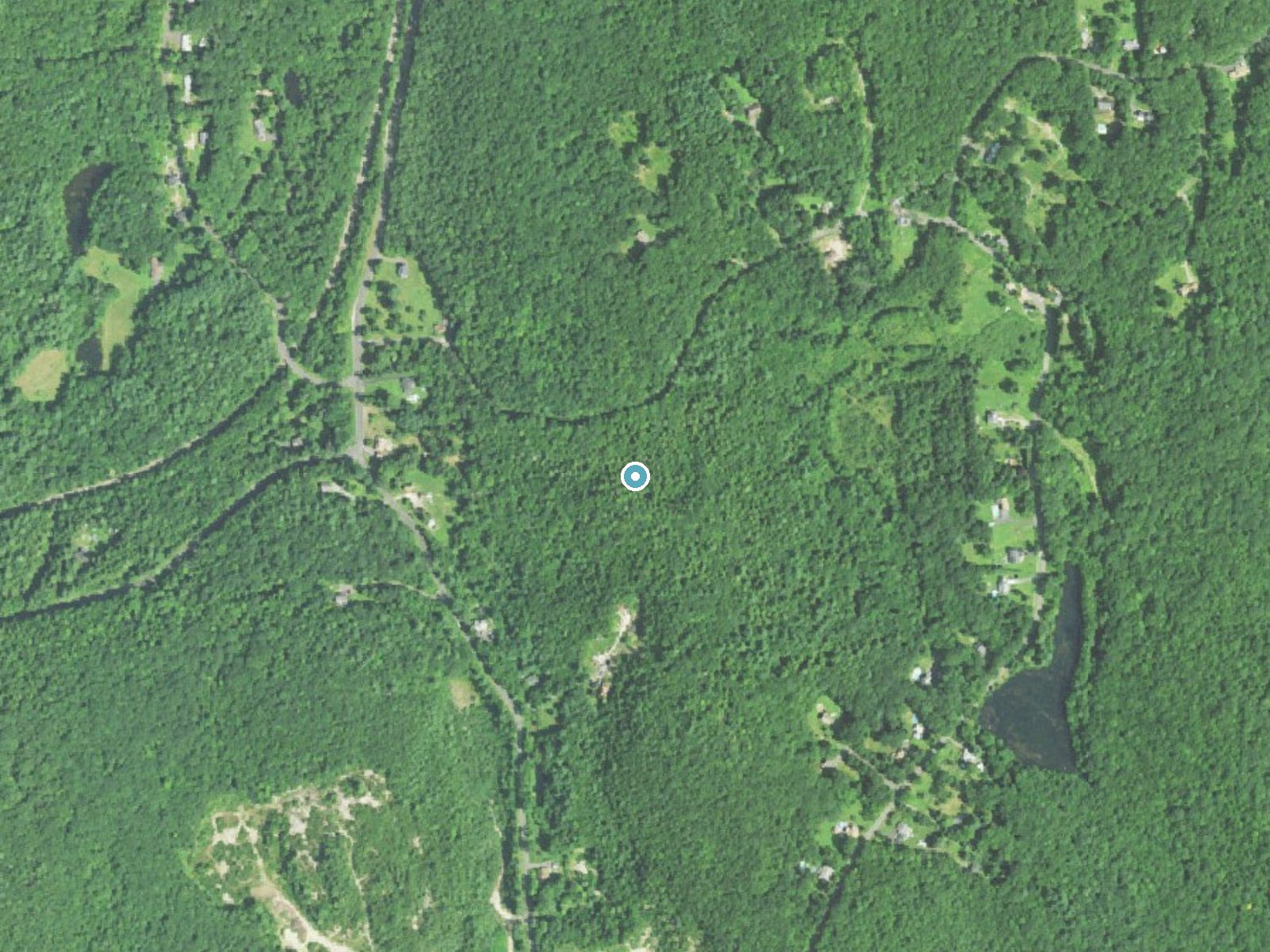 Aerial photo of the same ground around Buttermilk Falls near Terryville, Connecticut, for comparison with the lidar view