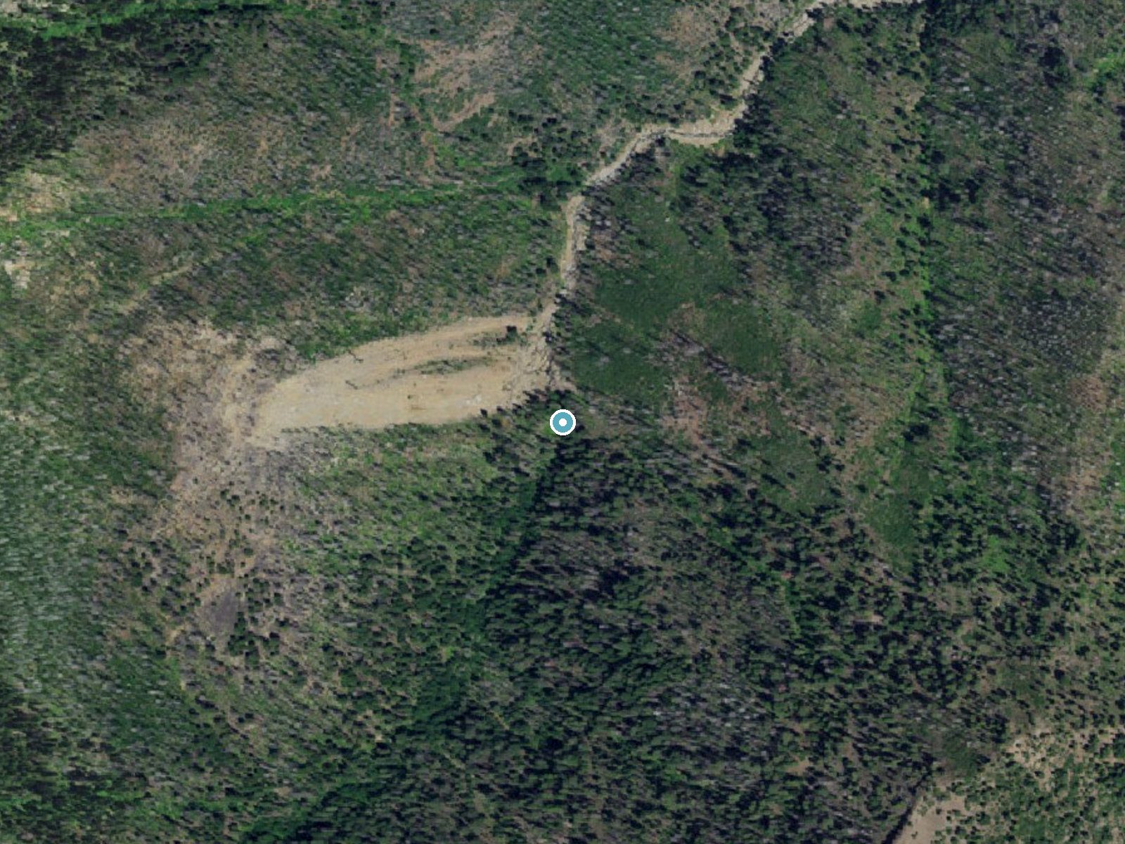 Aerial photo of the same ground around Maple Falls near Greenview, California, for comparison with the lidar view
