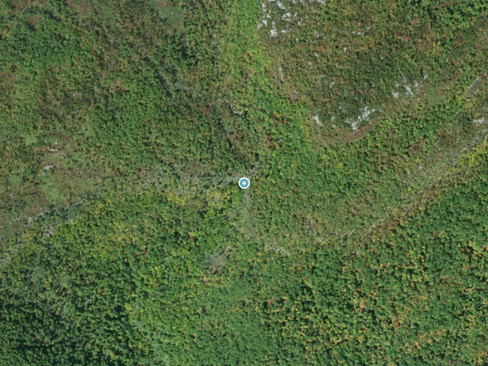 Aerial photo of the same ground around Verkeerder Kill Falls near Ellenville, New York, for comparison with the lidar view
