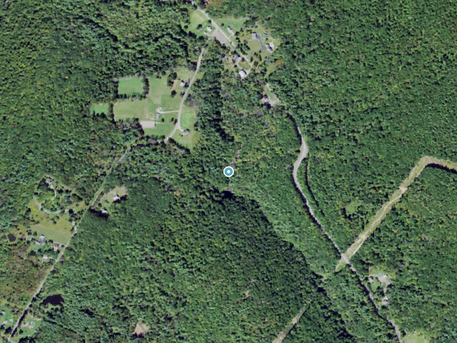 Aerial photo of the same ground around Hanging Rock Falls near Napanoch, New York, for comparison with the lidar view