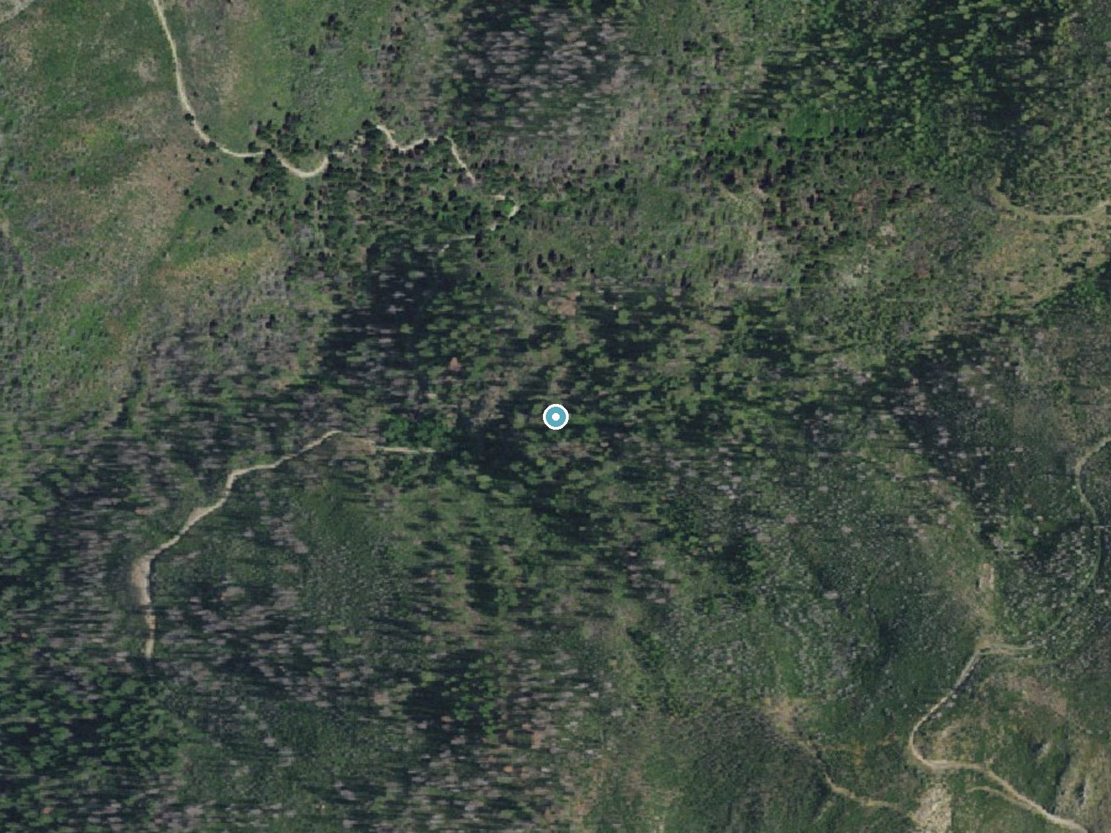 Aerial view of the ground around Horsetail Falls