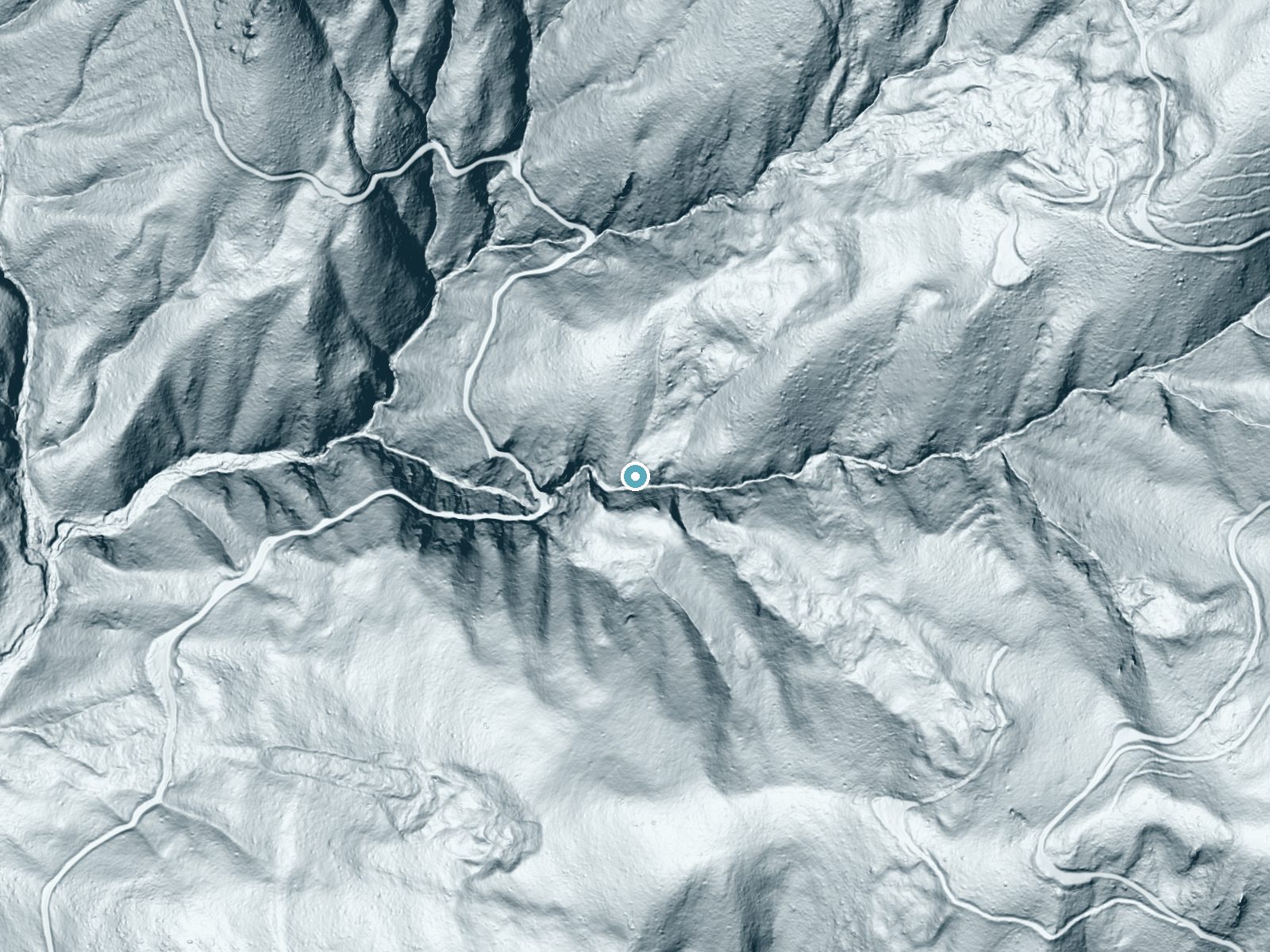 LiDAR bare-earth view of the same ground around Horsetail Falls