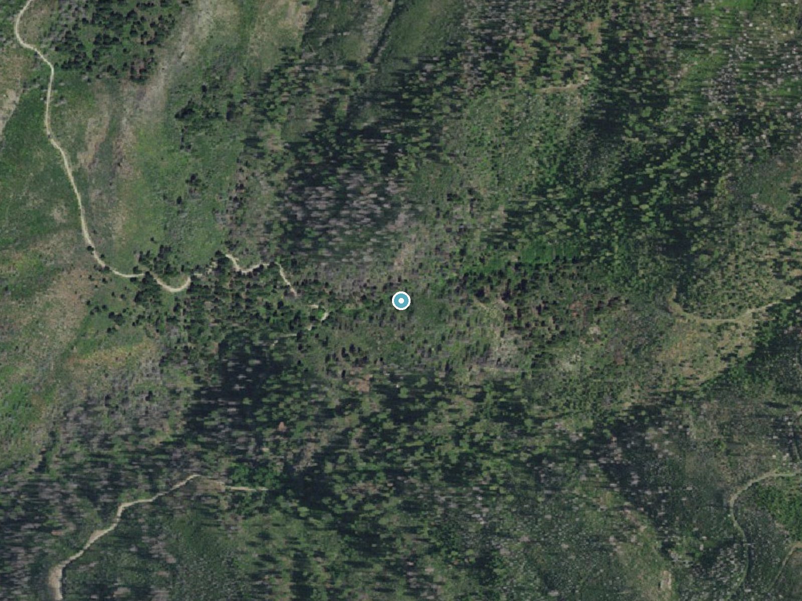 Aerial photo of the same ground around Ponytail Falls near Happy Camp, California, for comparison with the lidar view