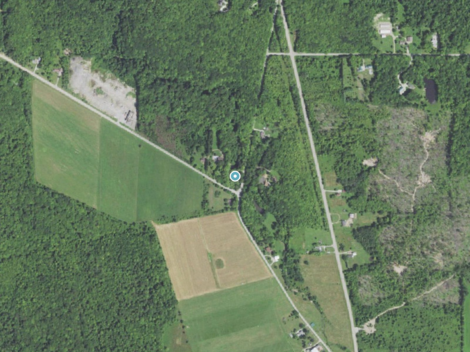 Aerial photo of the same ground around Howard Falls near Platea, Pennsylvania, for comparison with the lidar view