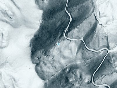 LiDAR terrain view around Loretta Falls in California, about 155 feet of drop