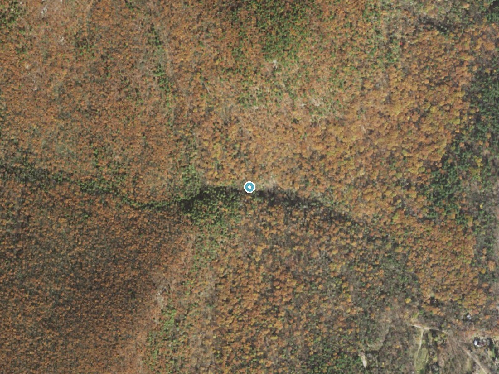 Aerial photo of the same ground around Race Brook Falls near Copake Falls, Massachusetts, for comparison with the lidar view