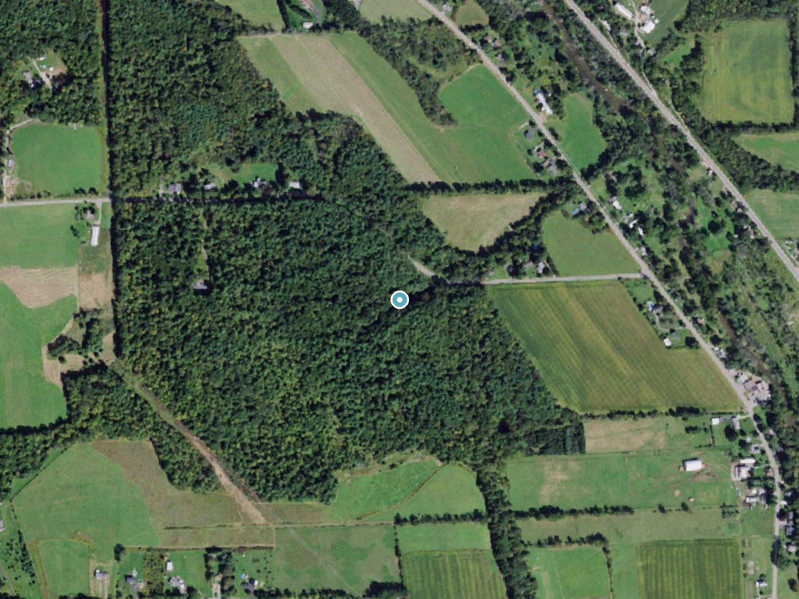 Aerial photo of the same ground around Buttermilk Falls near Apalachin, New York, for comparison with the lidar view