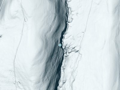 LiDAR terrain view around Oskonsa Falls in New York, about 207 feet of drop