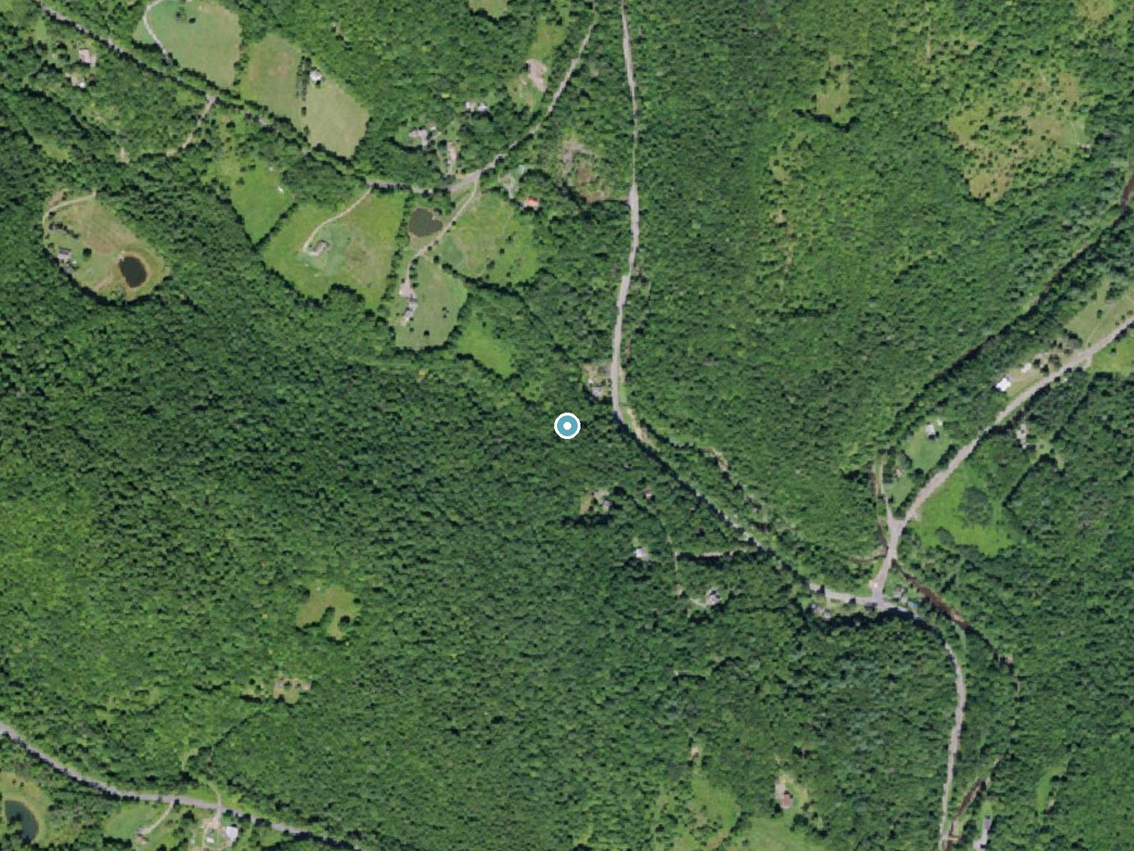 Aerial photo of the same ground around Canada Falls near Margaretville, New York, for comparison with the lidar view