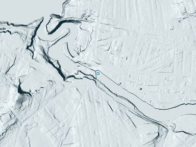 LiDAR terrain view around Wallamanumps Falls in Massachusetts, about 49 feet of drop